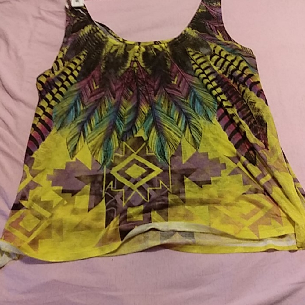 Feathers and Southwest tank top
